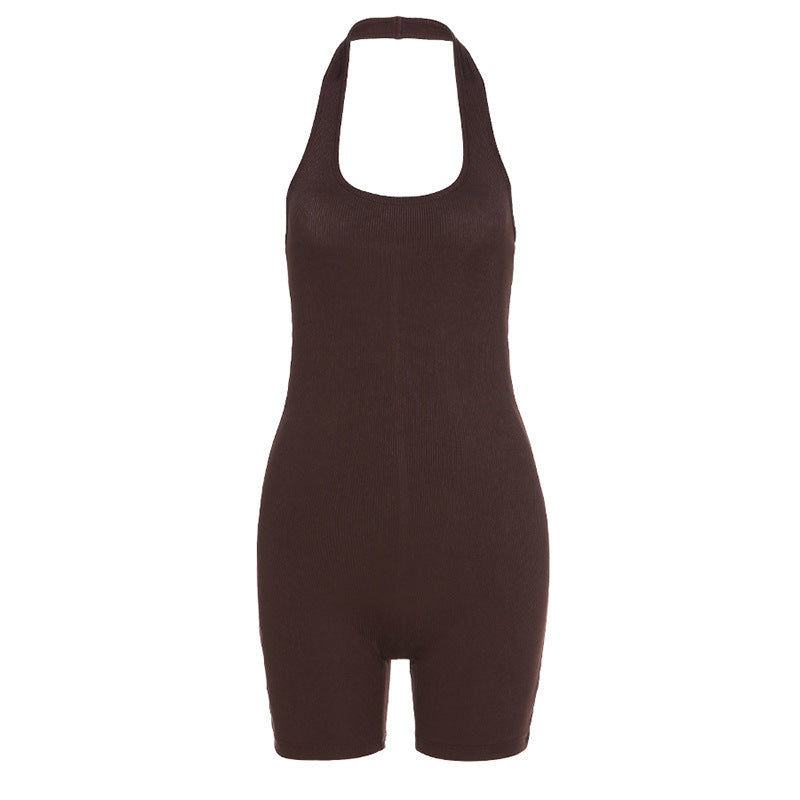 WONDA Backless High-Waist Jumpsuit Short