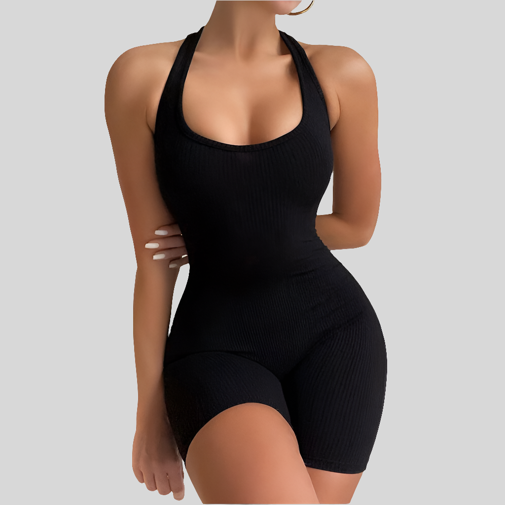 WONDA Backless High-Waist Jumpsuit Short